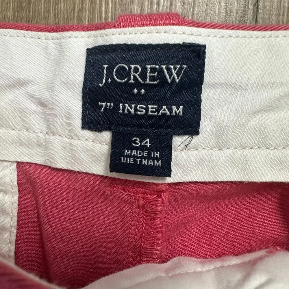 J.Crew Stretch Chino Shorts Size 34 Red Flat Front Men's 7